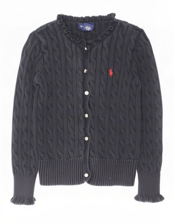 Ralph Lauren Girls Cardigan Sweater 8-9 Years Medium Black Cotton