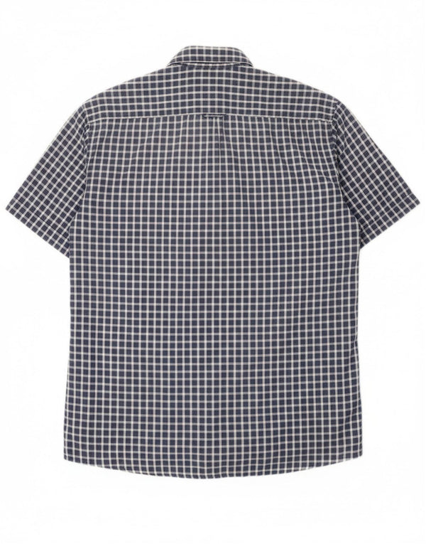 U.S. Polo Assn. Mens Regular Short Sleeve Shirt Large Navy Blue Gingham