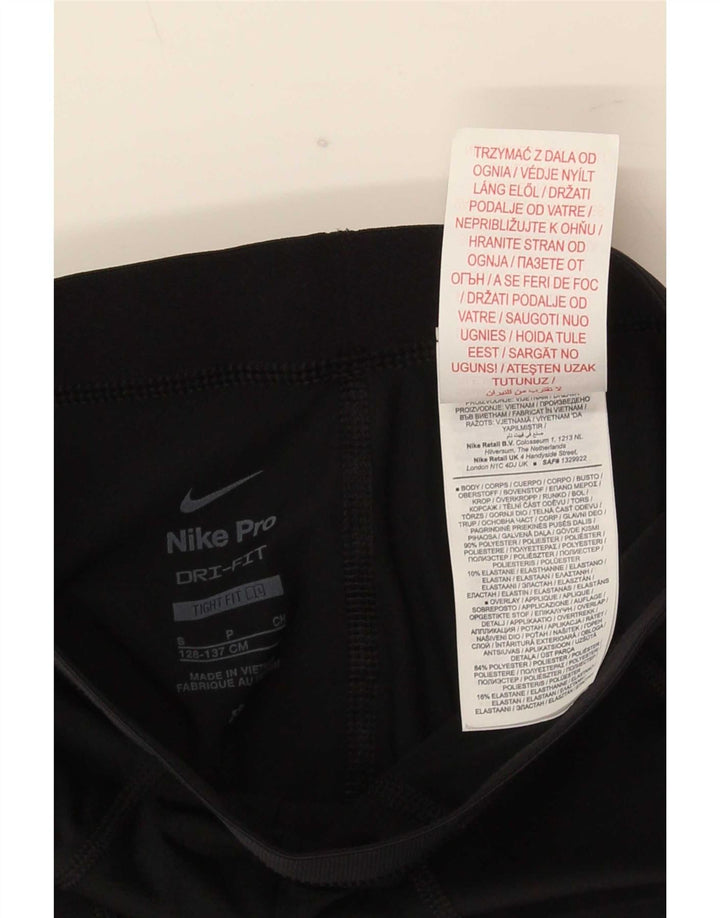 Nike Girls Dri Fit Leggings 8-9 Years Small Black Polyester