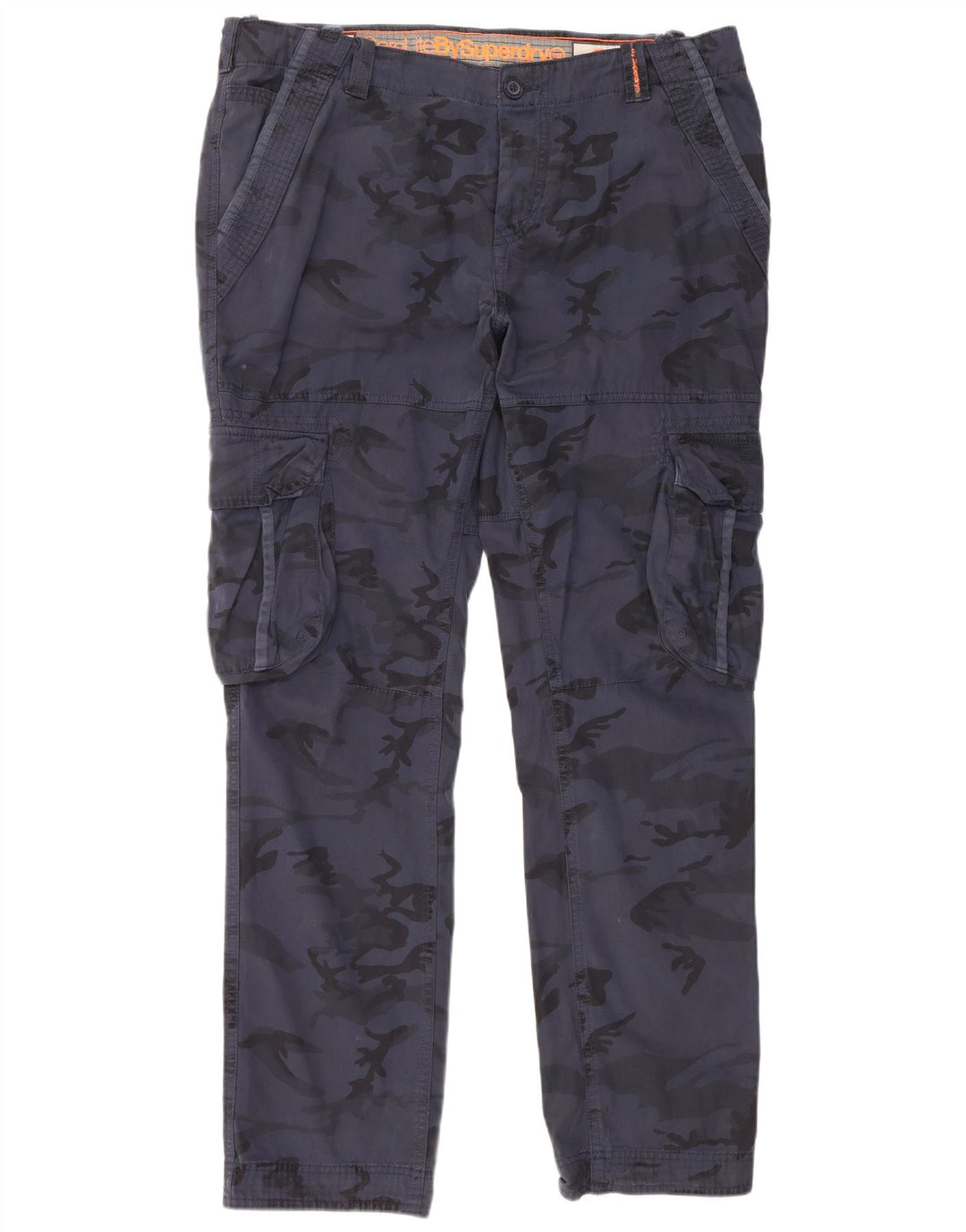 Superdry Mens Tapered Cargo Trousers Large W40 L34 Navy Blue Camouflage