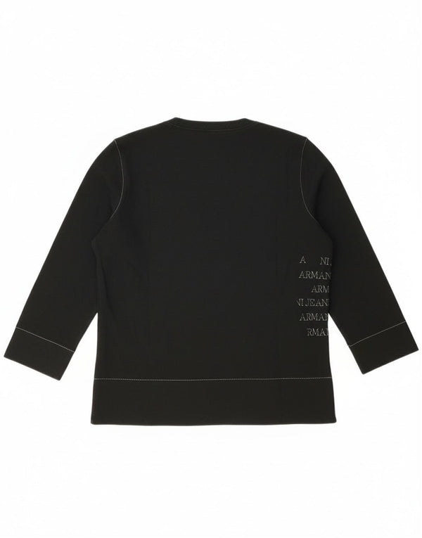 Armani Jeans Womens Crop Graphic Top 3/4 Sleeve UK 16 Large Black