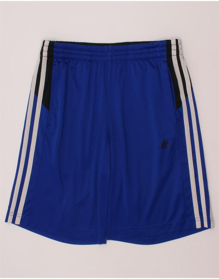ADIDAS Boys Climalite Sport Shorts 13-14 Years  Blue Colourblock Polyester Vintage Adidas and Second-Hand Adidas from Messina Hembry 