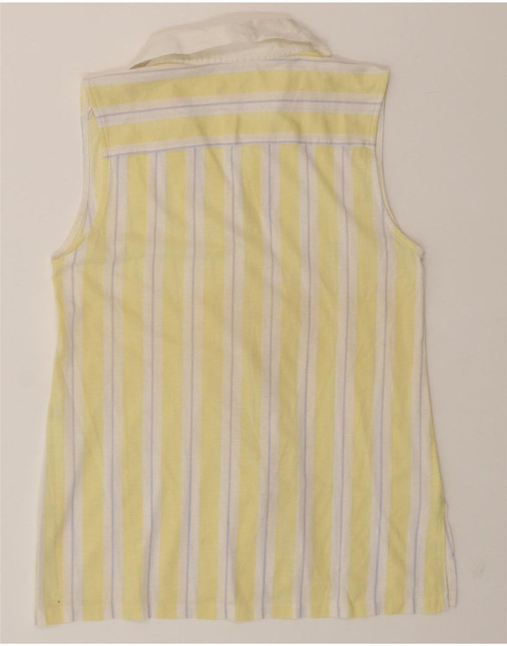 VINTAGE Womens Sleeveless Shirt EU 38 Medium Yellow Striped Cotton Vintage Vintage and Second-Hand Vintage from Messina Hembry 