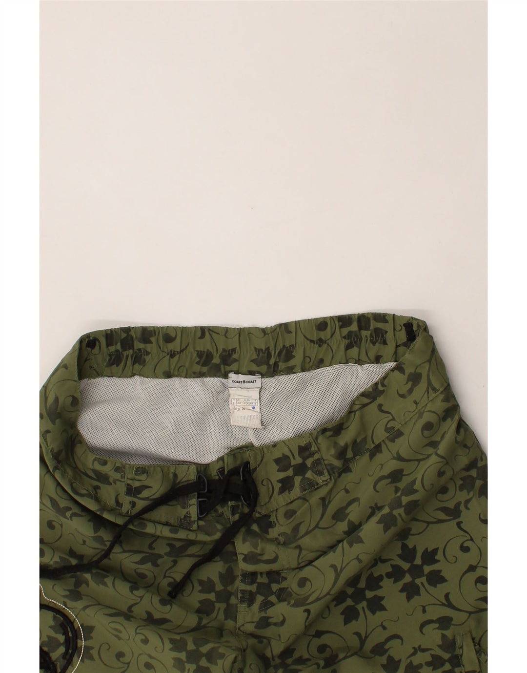 COAST Mens Abstract Pattern Swimming Shorts Small Khaki Polyester Vintage Coast and Second-Hand Coast from Messina Hembry 