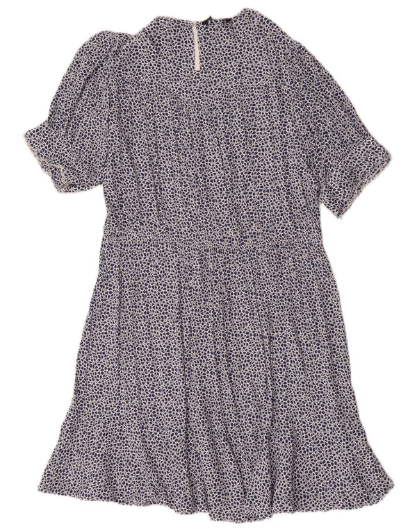 Marks & Spencer Womens Tiered Dress UK 18 XL  Blue Floral Viscose