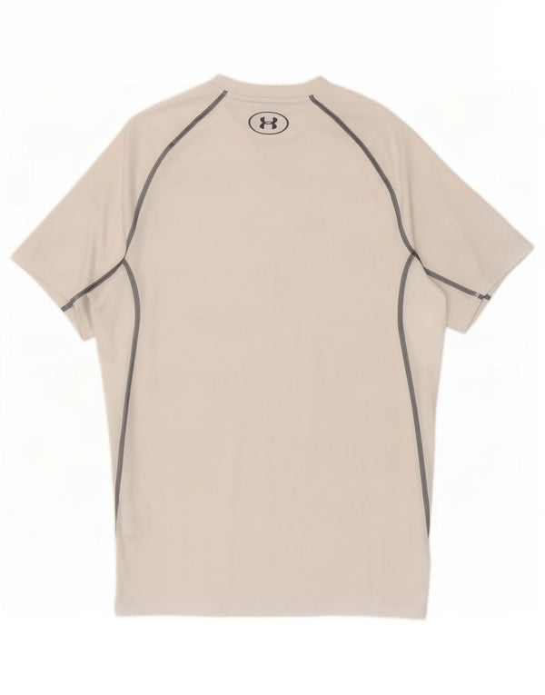 Under Armour Mens Heat Gear T-Shirt Top XL White Colourblock Polyester
