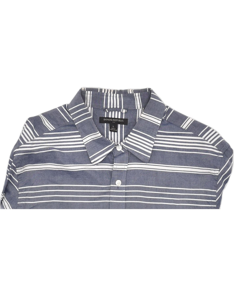 BANANA REPUBLIC Mens Shirt Large Blue Striped | Vintage | Thrift | Second-Hand | Used Clothing | Messina Hembry 