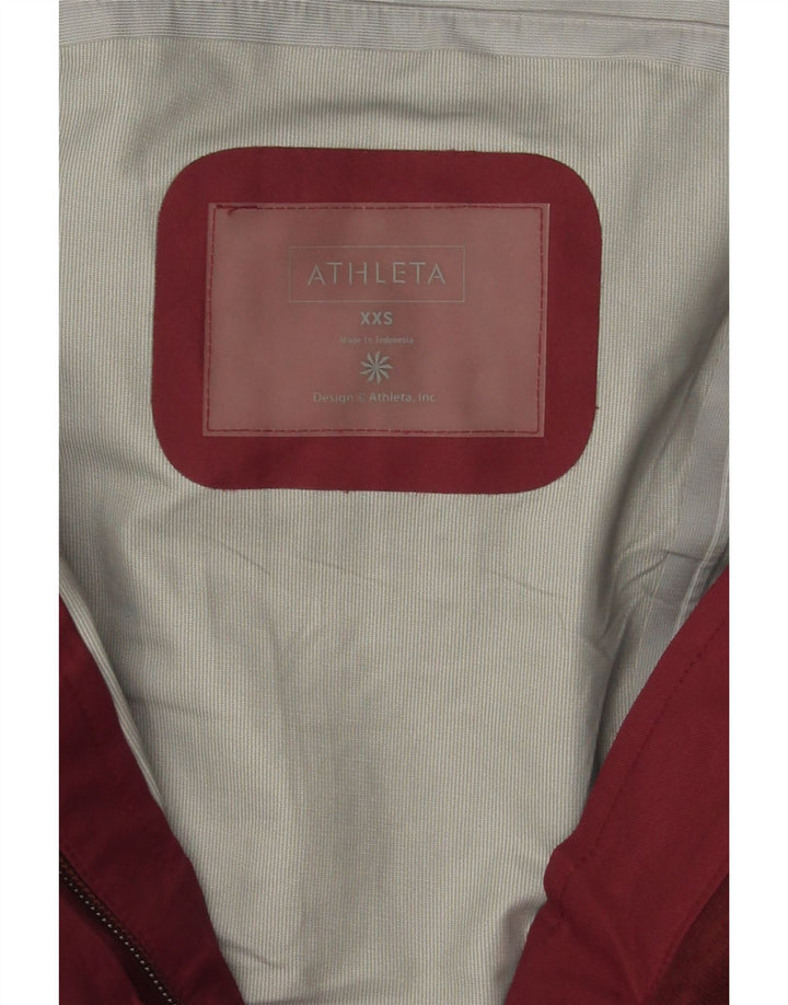 ATHLETA Womens Hooded Raincoat UK 2 2XS Burgundy Polyester Vintage Athleta and Second-Hand Athleta from Messina Hembry 