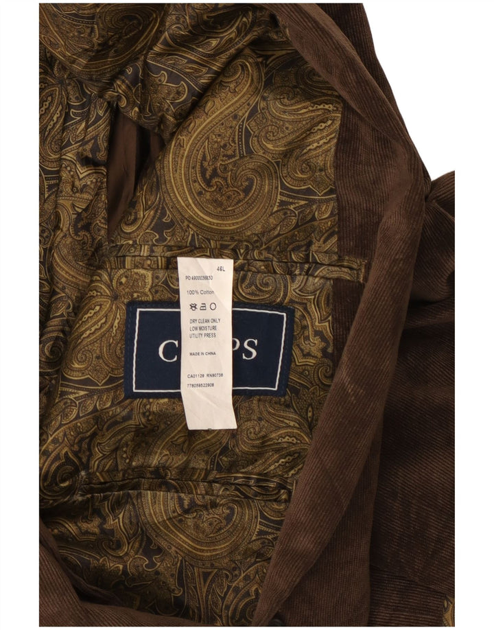 Chaps Mens 2 Button Corduroy Blazer Jacket UK 46 3XL Brown Cotton