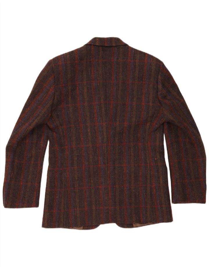 Leonardo Mens 2 Button Blazer Jacket IT 48 Medium Brown Check Wool