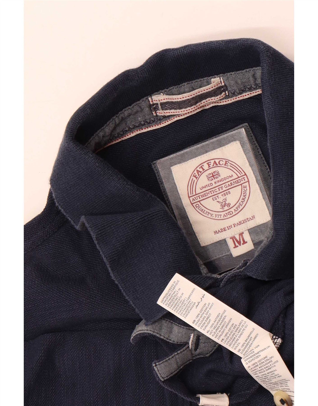 Fat Face Mens Polo Shirt Medium Navy Blue Cotton