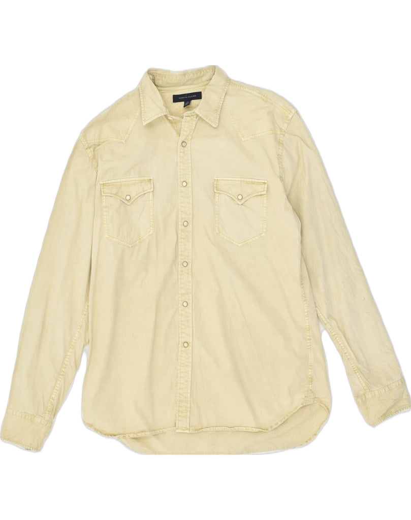 TOMMY HILFIGER Mens Shirt XL Beige Cotton | Vintage Tommy Hilfiger | Thrift | Second-Hand Tommy Hilfiger | Used Clothing | Messina Hembry 