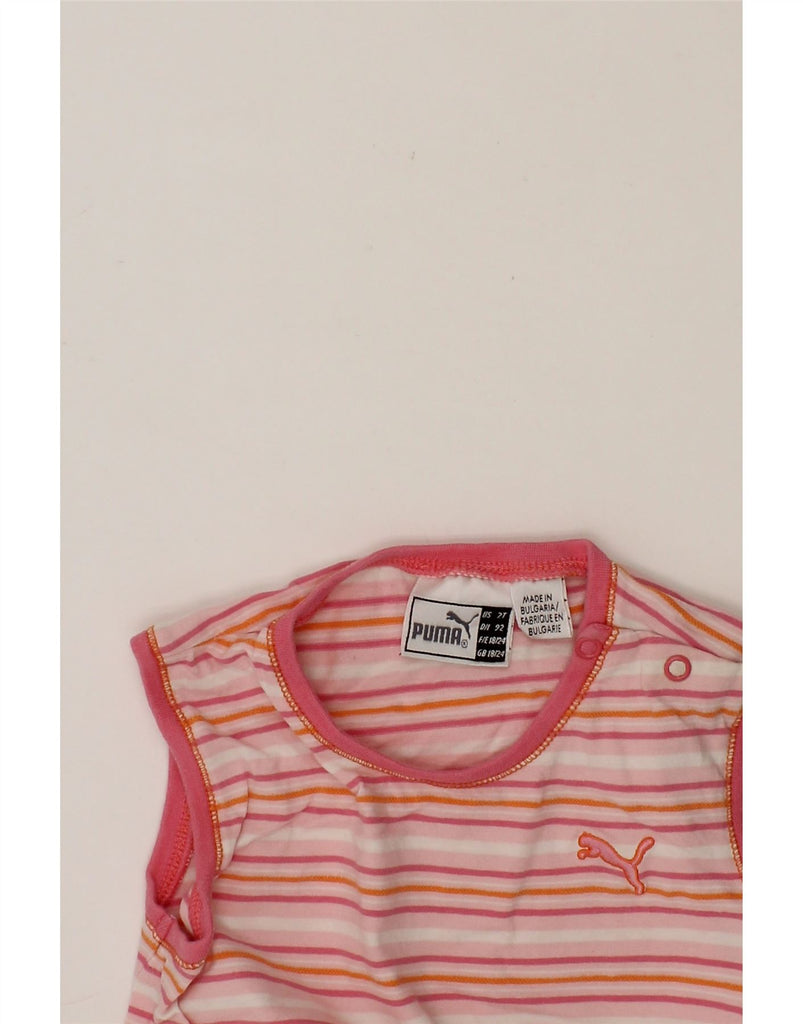 PUMA Baby Girls Graphic Sleeveless T-Shirt Dress 18-24 Months Pink Striped Vintage Puma and Second-Hand Puma from Messina Hembry 