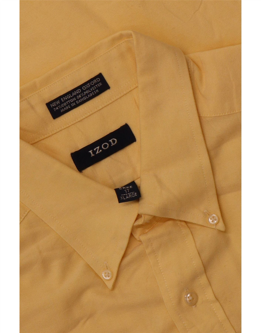 IZOD Mens Short Sleeve Shirt Size 17 XL Yellow Cotton