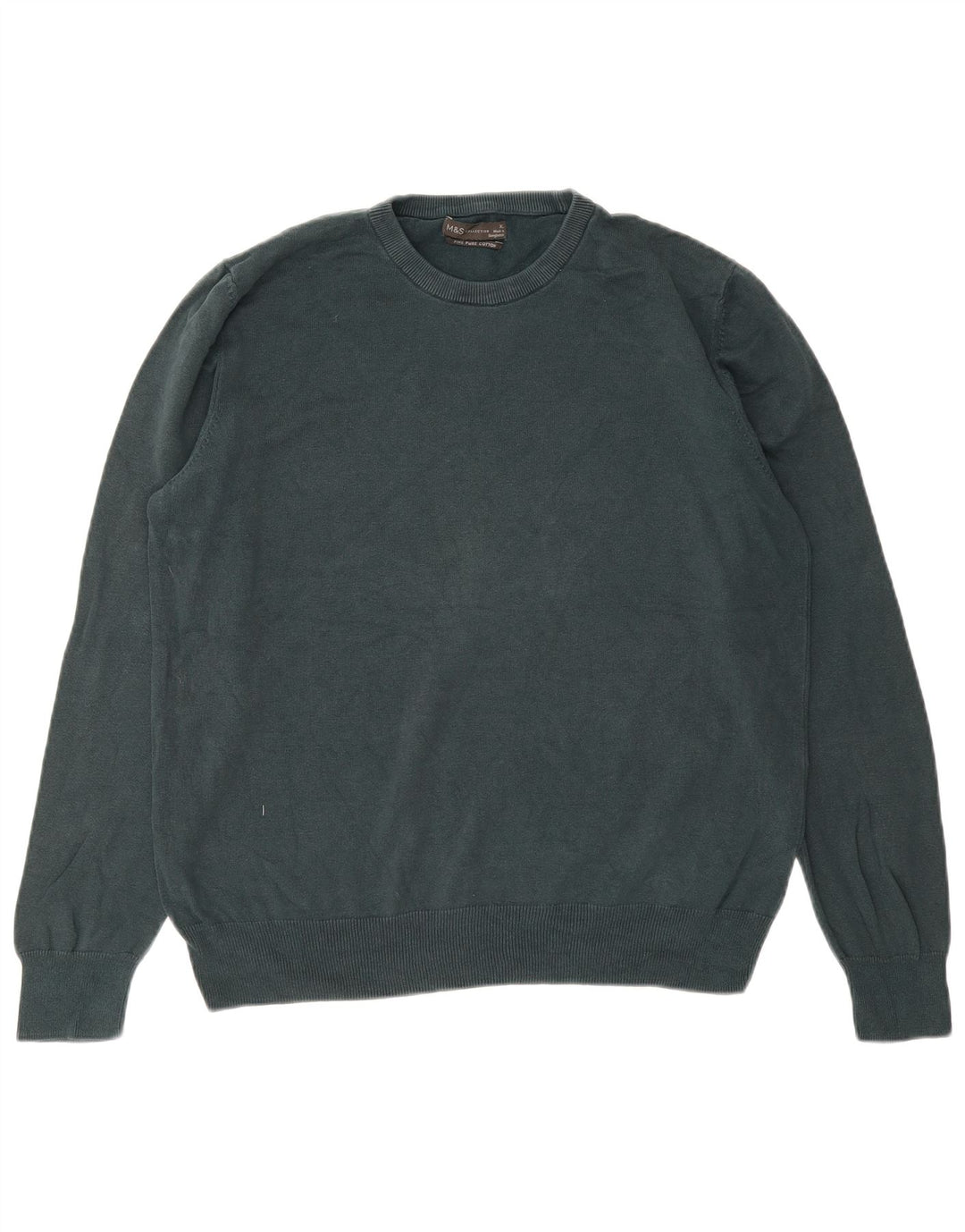 MARKS & SPENCER Mens Crew Neck Jumper Sweater XL Green Cotton