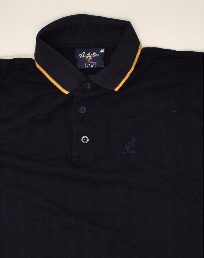 AUSTRALIAN L'ALPINA Mens Polo Shirt IT 48 Medium Navy Blue Cotton | Vintage AUSTRALIAN L'ALPINA | Thrift | Second-Hand AUSTRALIAN L'ALPINA | Used Clothing | Messina Hembry 