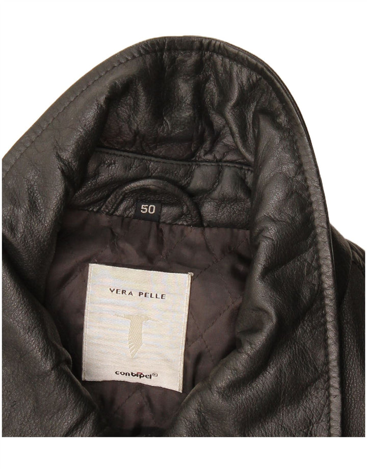 Conbipel Mens Leather Jacket IT 50 Large Black Leather