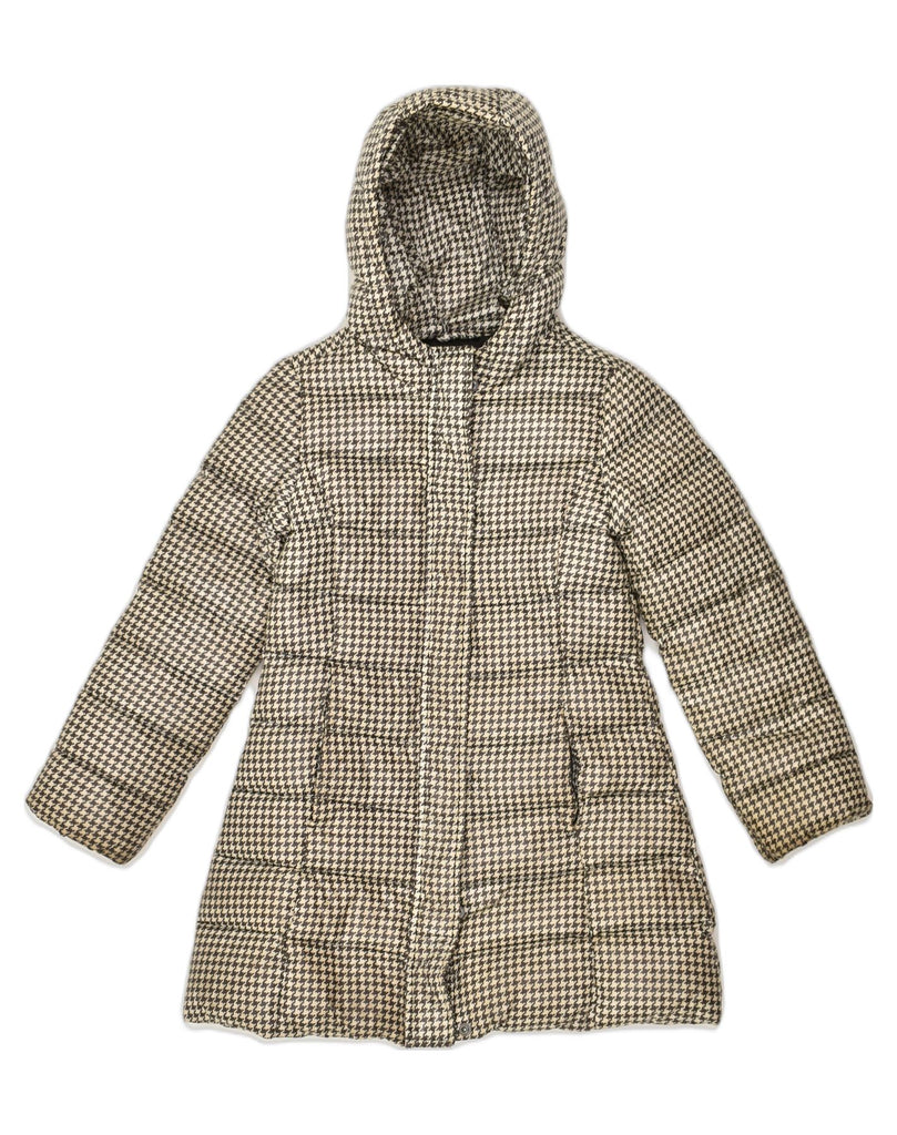 BENETTON Girls Hooded Padded Coat 5-6 Years Black Houndstooth | Vintage Benetton | Thrift | Second-Hand Benetton | Used Clothing | Messina Hembry 