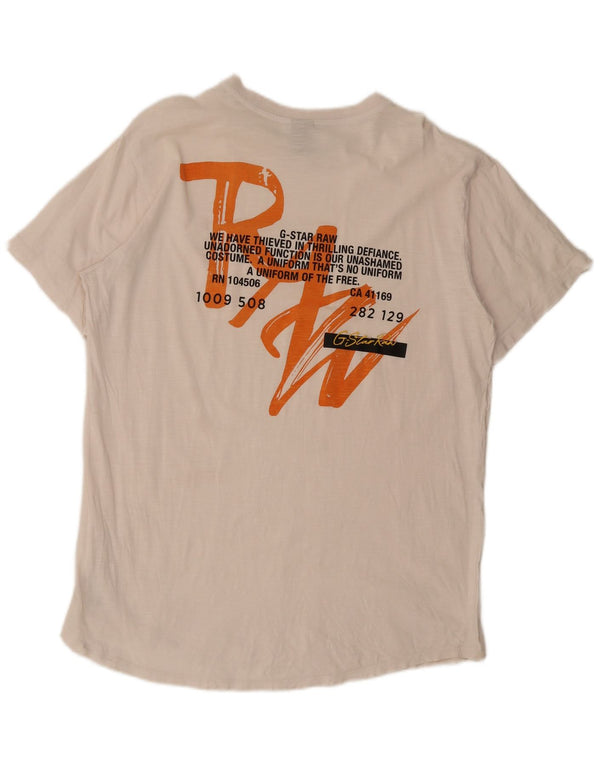 G-Star Mens Graphic T-Shirt Top Large White Flecked Cotton