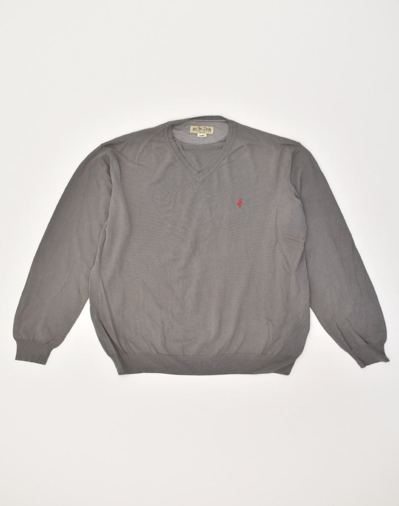 MARLBORO CLASSICS Mens V-Neck Jumper Sweater 2XL Grey Cotton | Vintage Marlboro Classics | Thrift | Second-Hand Marlboro Classics | Used Clothing | Messina Hembry 