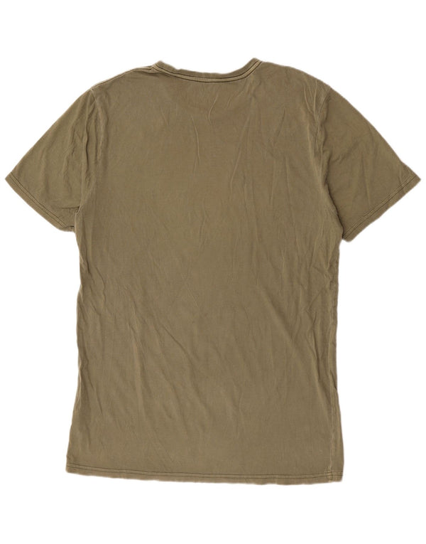 Volcom Mens T-Shirt Top Large Khaki Cotton