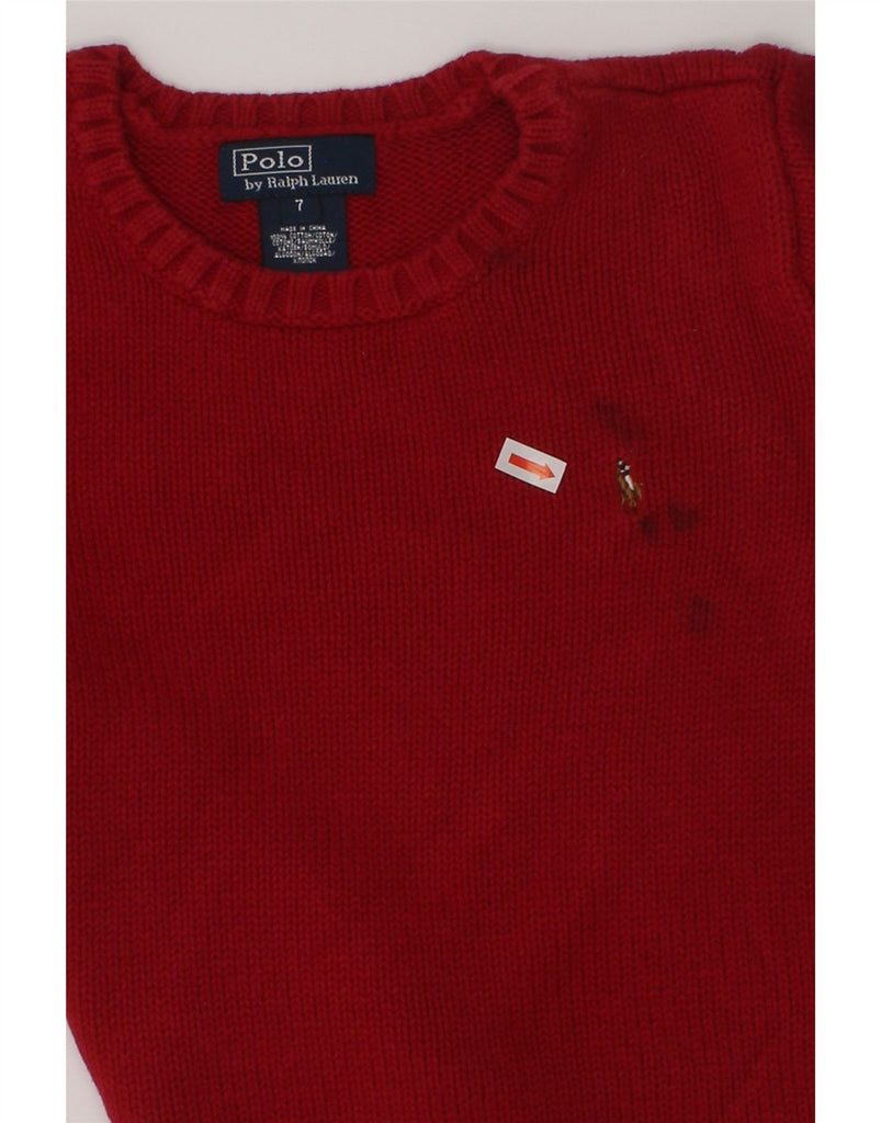 POLO RALPH LAUREN Boys Crew Neck Jumper Sweater 6-7 Years Red Cotton | Vintage Polo Ralph Lauren | Thrift | Second-Hand Polo Ralph Lauren | Used Clothing | Messina Hembry 