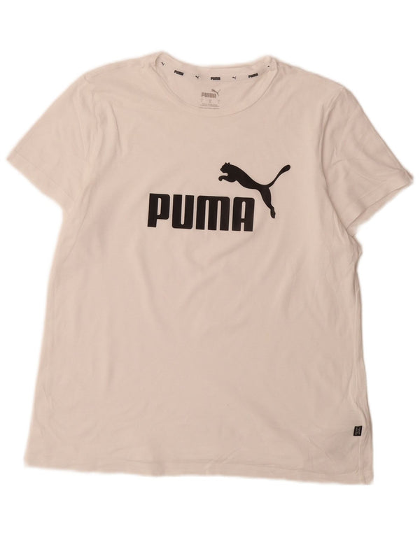 Puma Womens Graphic T-Shirt Top UK 16 Large White Cotton