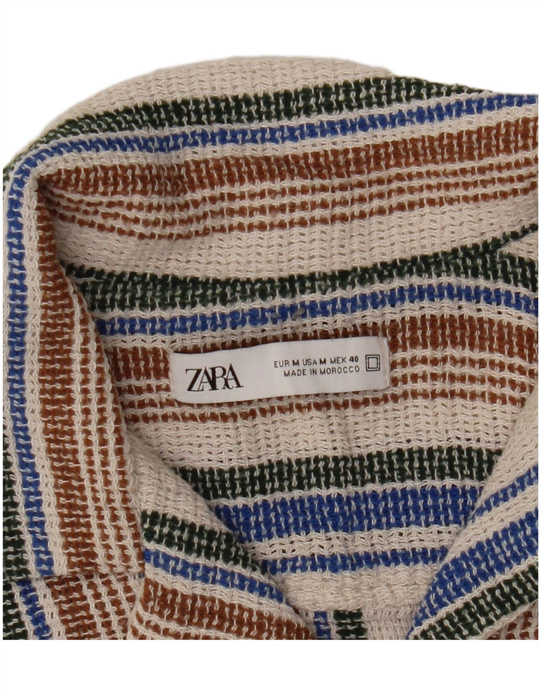 Zara Mens Short Sleeve Short Sleeve Shirt Medium Multicoloured Striped