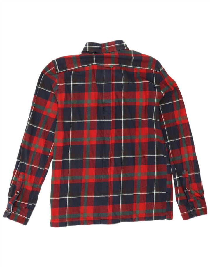 Ben Sherman Mens Flannel Shirt Small Navy Blue Check Cotton