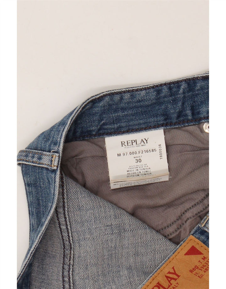 Replay Mens Denim Shorts W30 Medium Blue Cotton