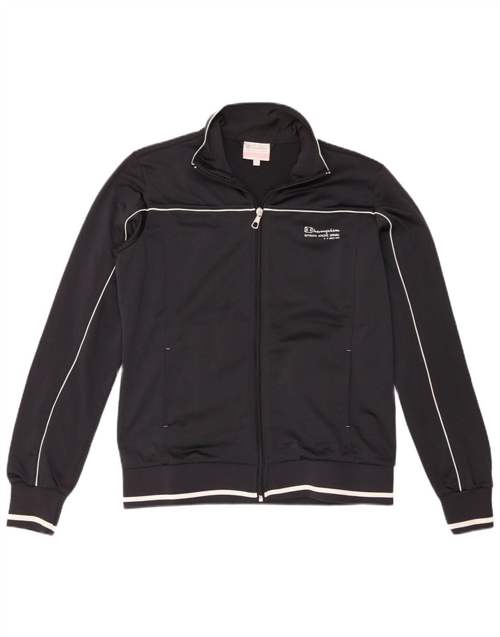 Champion Womens Heritage Fit Tracksuit Top Jacket UK 16 Large Black
