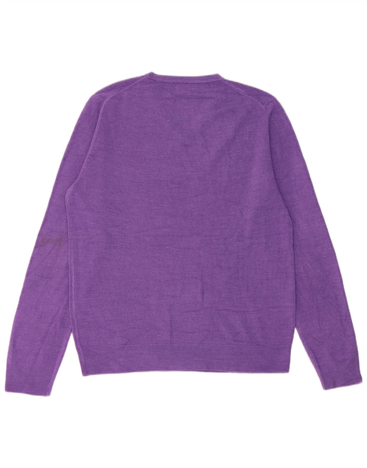 John Lewis Mens V-Neck Jumper Sweater Medium Purple Acrylic