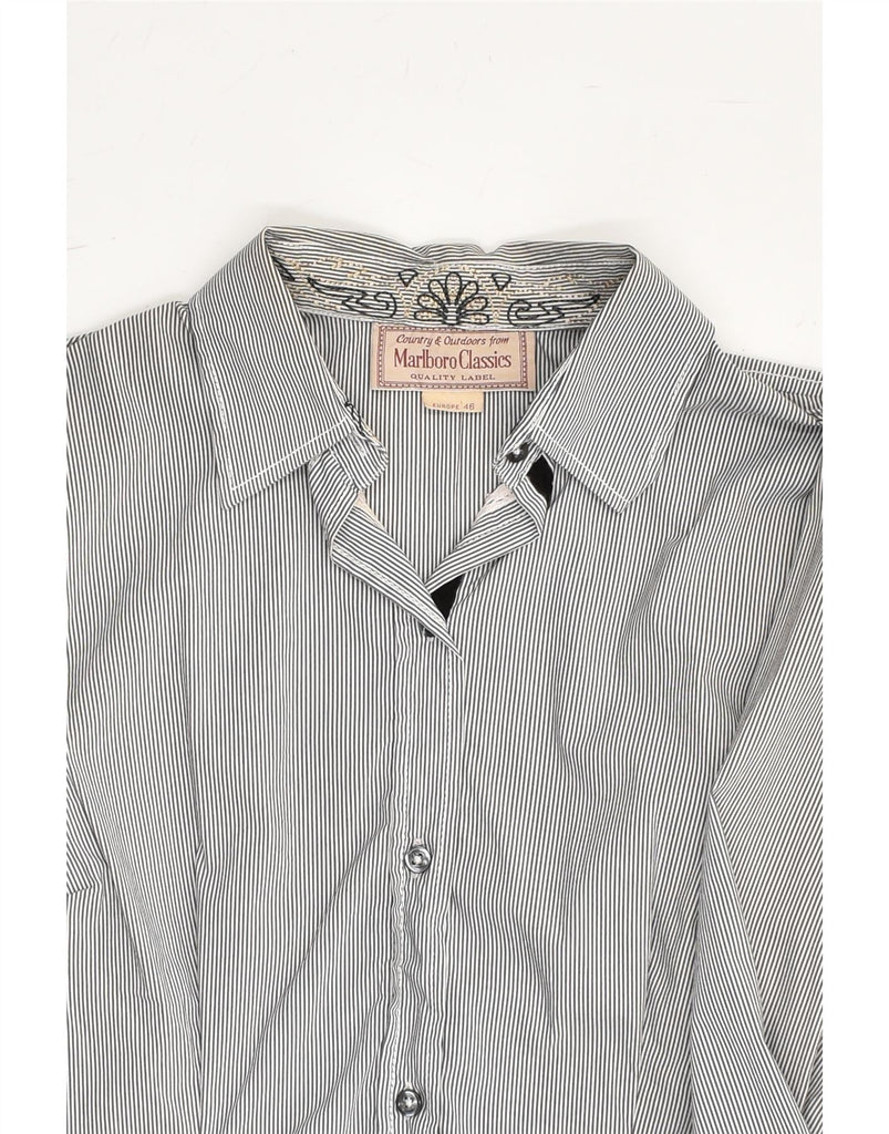 MARLBORO CLASSICS Womens Shirt EU 46 XL Grey Pinstripe Cotton | Vintage Marlboro Classics | Thrift | Second-Hand Marlboro Classics | Used Clothing | Messina Hembry 