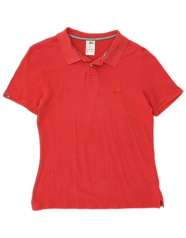 Adidas Womens Polo Shirt UK 14 Medium Red Cotton