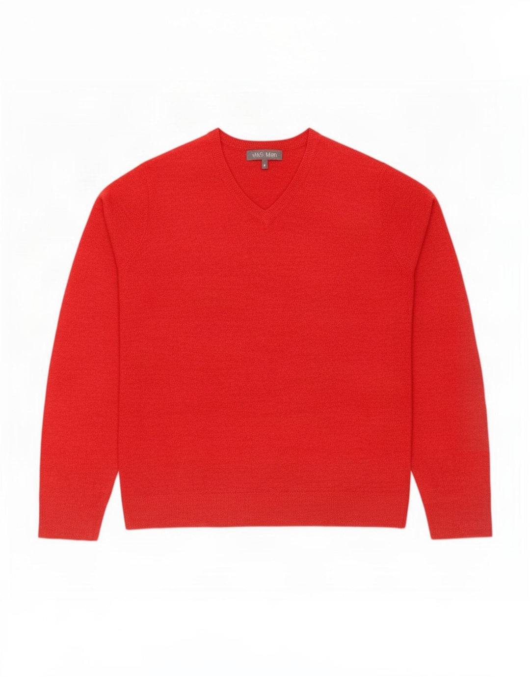 Marks & Spencer Mens V-Neck Jumper Sweater Medium Red Acrylic