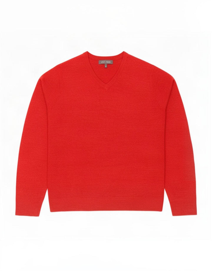 Marks & Spencer Mens V-Neck Jumper Sweater Medium Red Acrylic