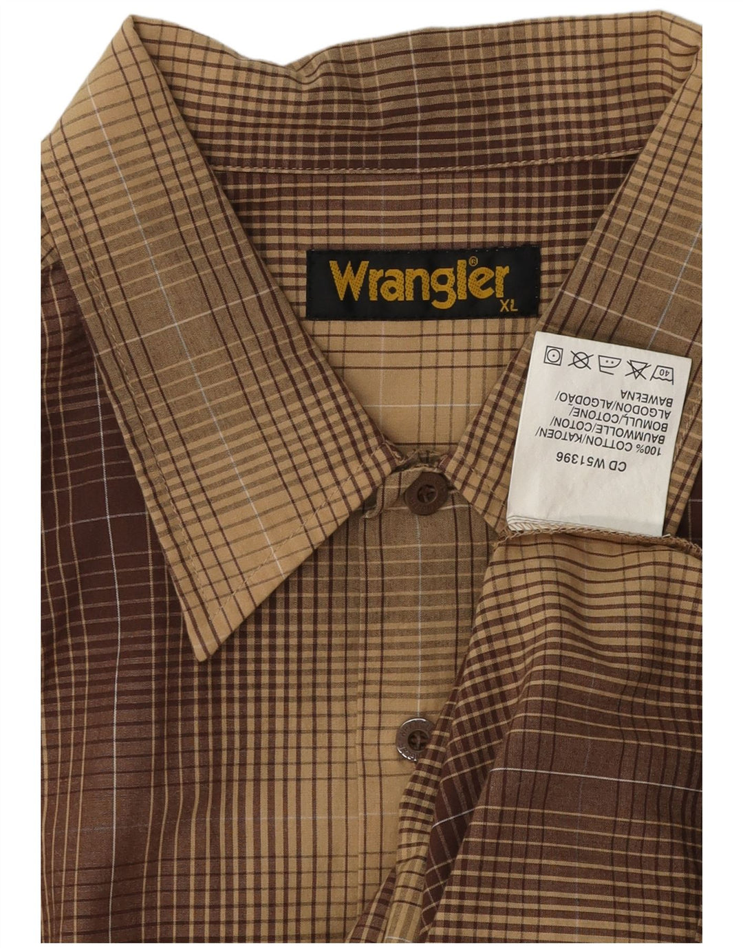 Wrangler Mens Shirt XL Brown Check Cotton