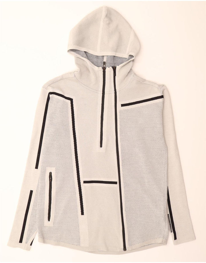 PUMA Mens Graphic Zip Neck Hoodie Jumper Medium White Flecked Nylon Vintage Puma and Second-Hand Puma from Messina Hembry 
