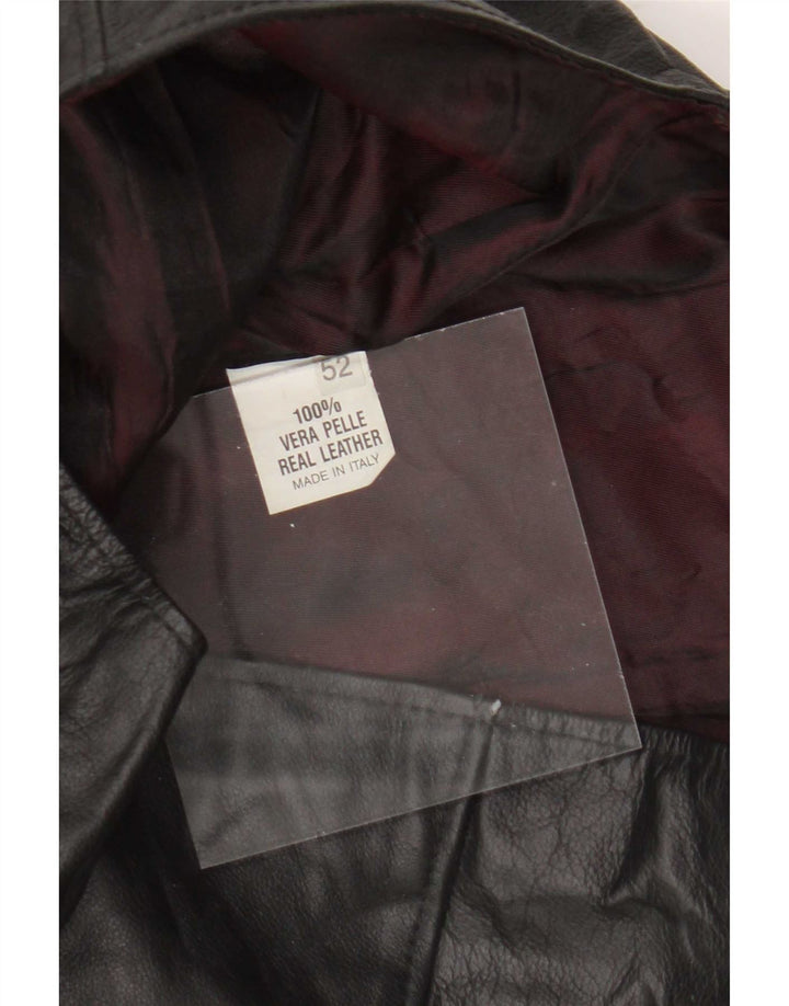 Vintage Mens Leather Waistcoat IT 52 Large Black