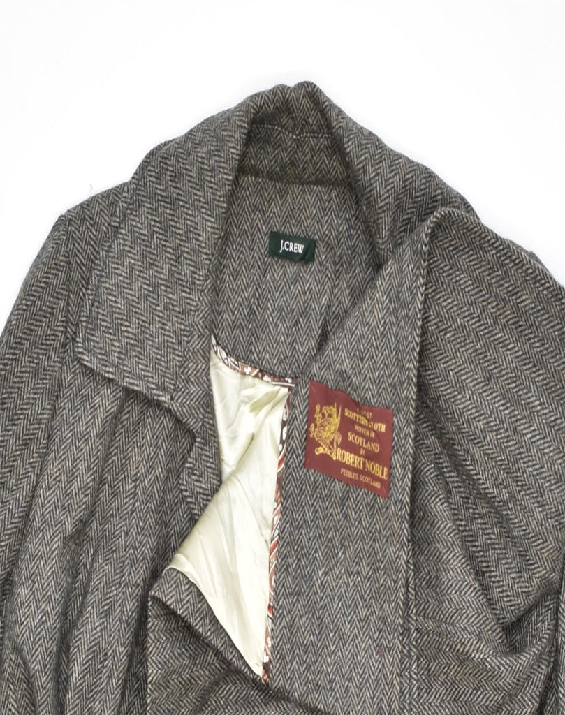 J. CREW Womens Overcoat UK 8 Small Grey Herringbone | Vintage | Thrift | Second-Hand | Used Clothing | Messina Hembry 