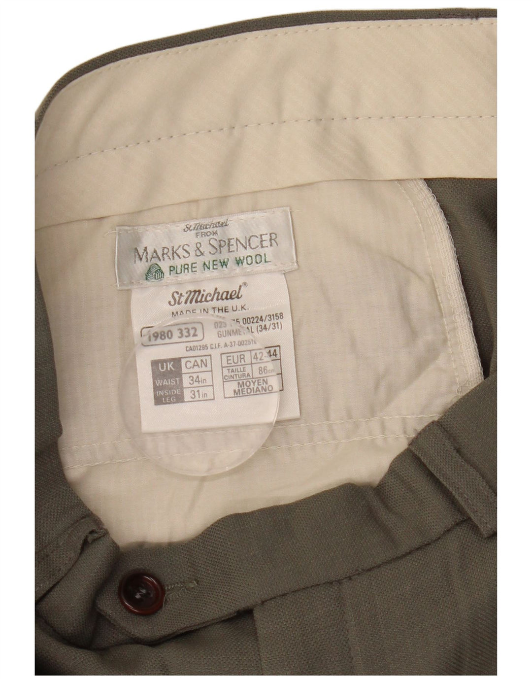 Marks & Spencer Mens Pegged Suit Trousers W34 L31 Grey Wool