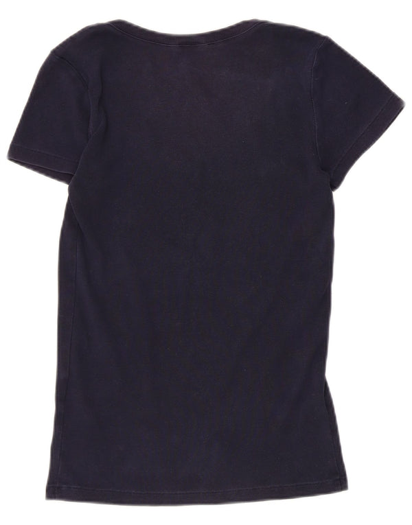 RALPH LAUREN Womens T-Shirt Top UK 8 Small Navy Blue Cotton