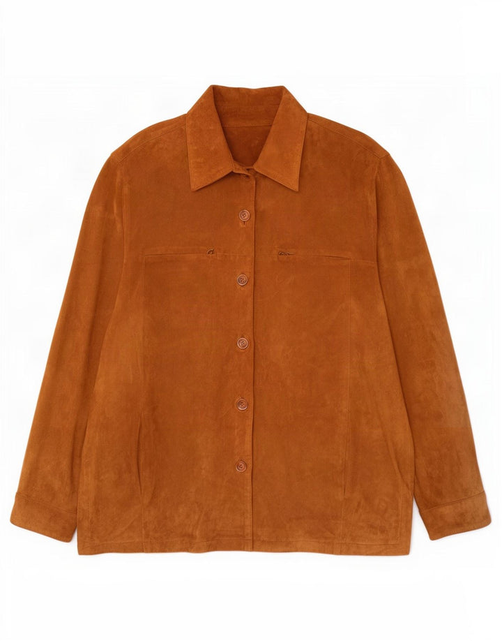 Vintage Womens Suede Jacket IT 50 XL Beige Leather