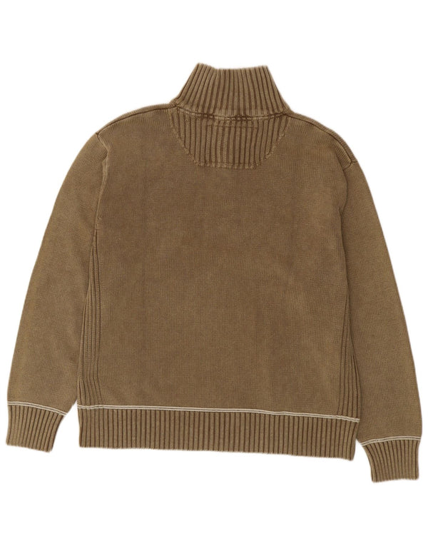 Camp David Mens Graphic Zip Neck Jumper Sweater 2XL Brown Cotton