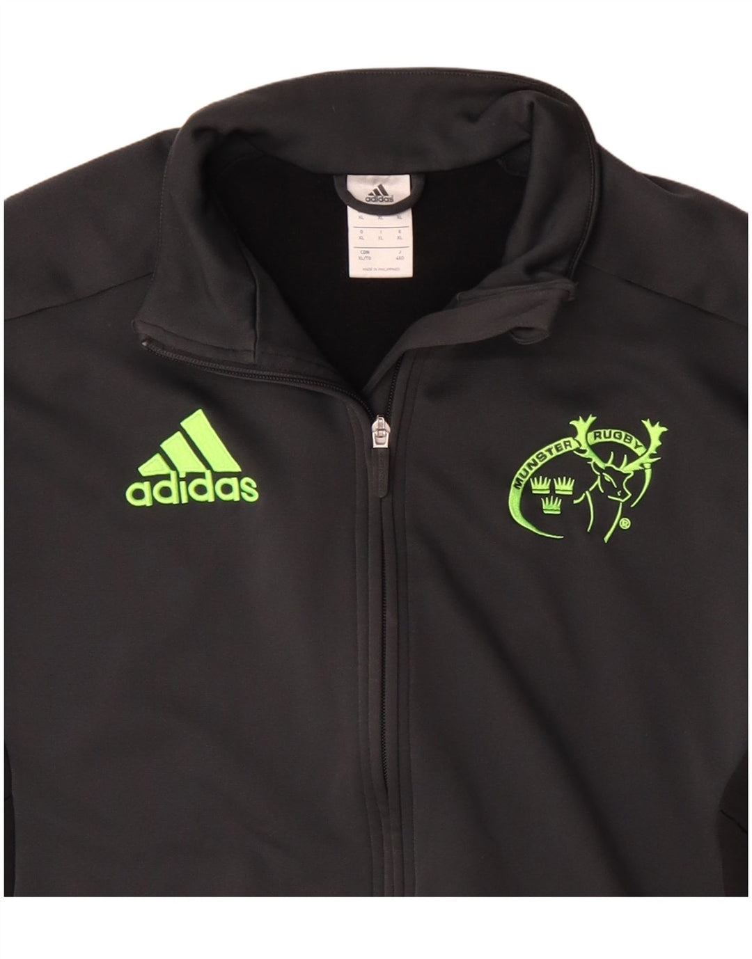 Adidas Mens Munster Rugby Tracksuit Top Jacket XL Black Polyester