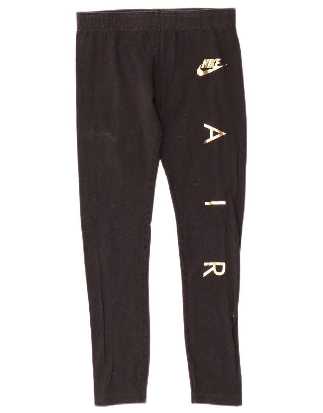 Nike Girls Graphic Leggings 10-11 Years Medium Black Cotton