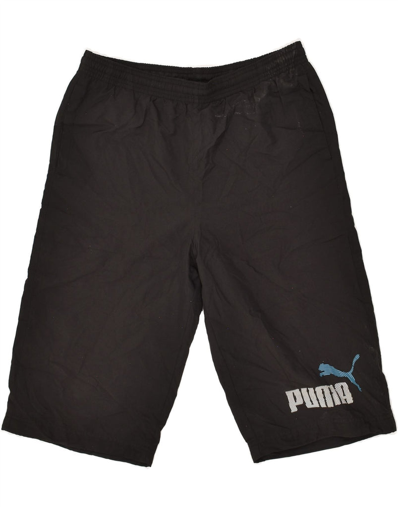 PUMA Mens Graphic Sport Shorts Medium Black | Vintage Puma | Thrift | Second-Hand Puma | Used Clothing | Messina Hembry 