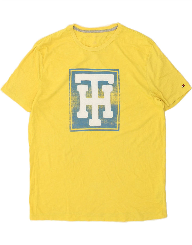 TOMMY HILFIGER Mens Graphic T-Shirt Top Large Yellow Cotton | Vintage Tommy Hilfiger | Thrift | Second-Hand Tommy Hilfiger | Used Clothing | Messina Hembry 