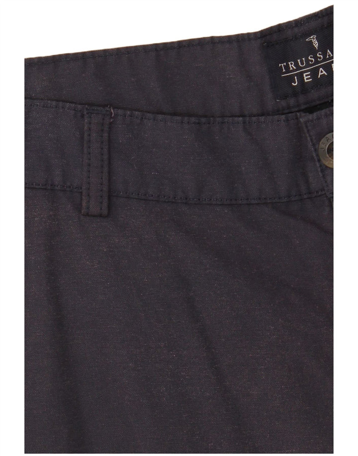 TRUSSARDI Mens Straight Chino Trousers IT 52 XL W36 L34 Navy Blue Cotton