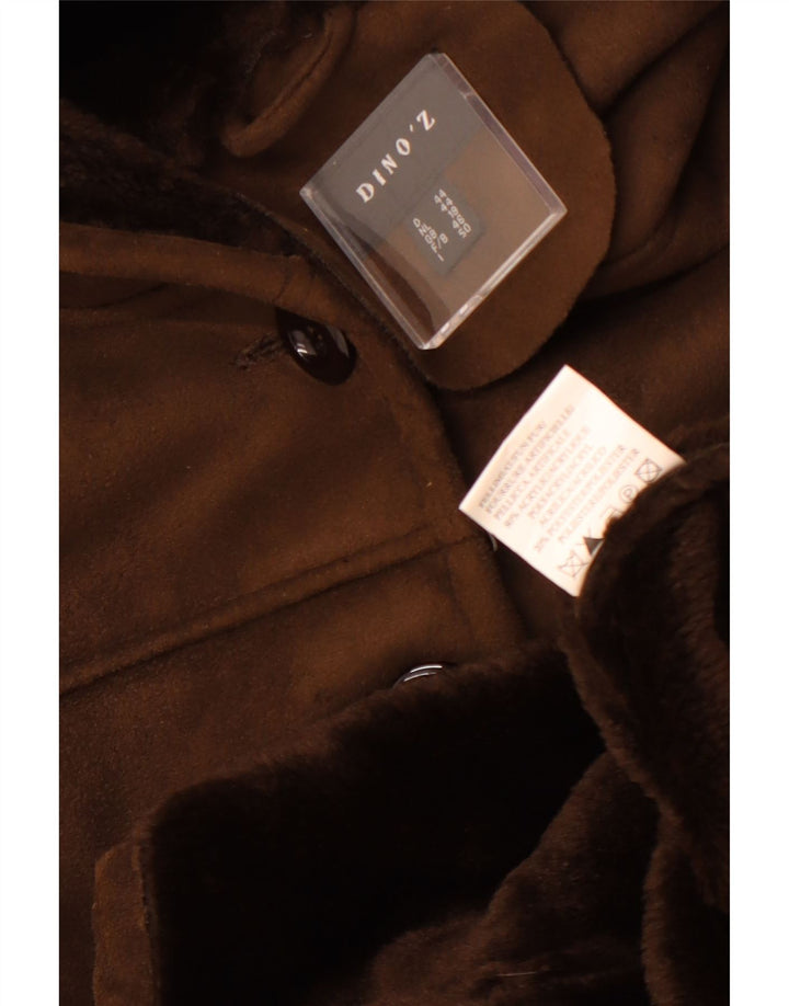 DINO' Z Womens Hooded Sherpa Overcoat UK 18 XL  Brown Polyester